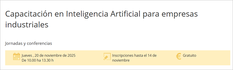 Capacitación en Inteligencia Artificial para empresas industriales